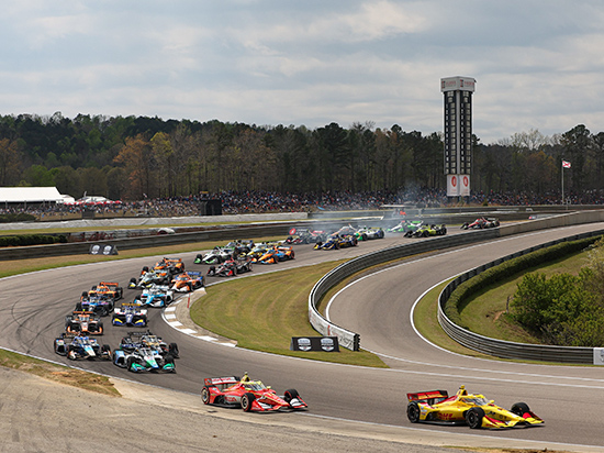 racing cars on track