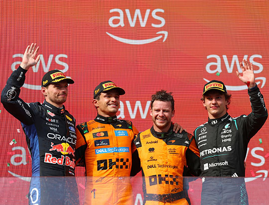 Formula 1 podium celebration at the 2026 Hungarian Grand Prix