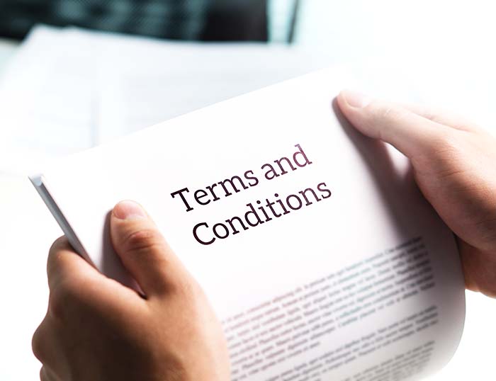 Our website includes legal documents such as terms and conditions of sale and purchase.