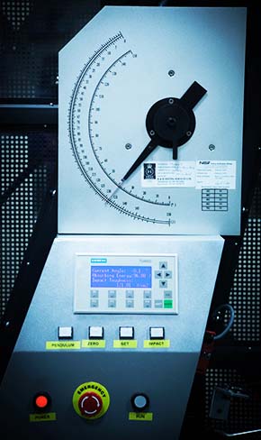 Charpy impact testing is one of many testing methods our laboratory uses.