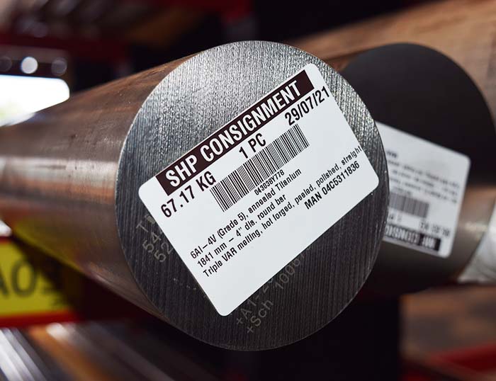 Ti 6Al 4V (Grade 5) Titanlegierung, massiver Rundstab.