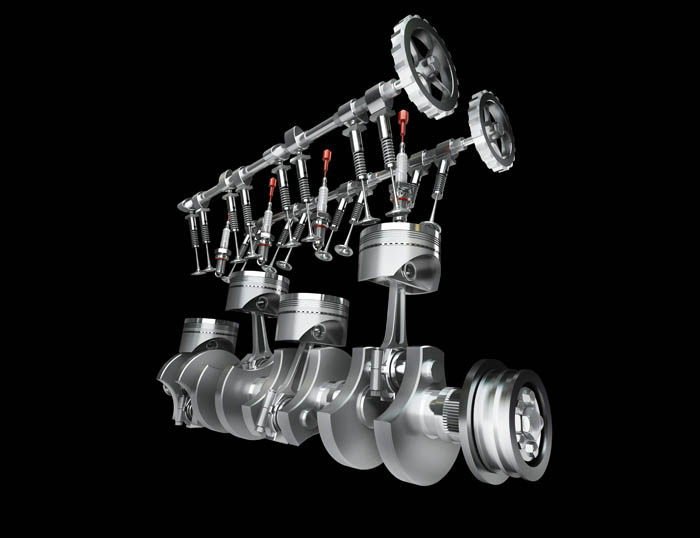 Le giranti del turbo, le valvole di aspirazione e le bielle sono in titanio CR14.